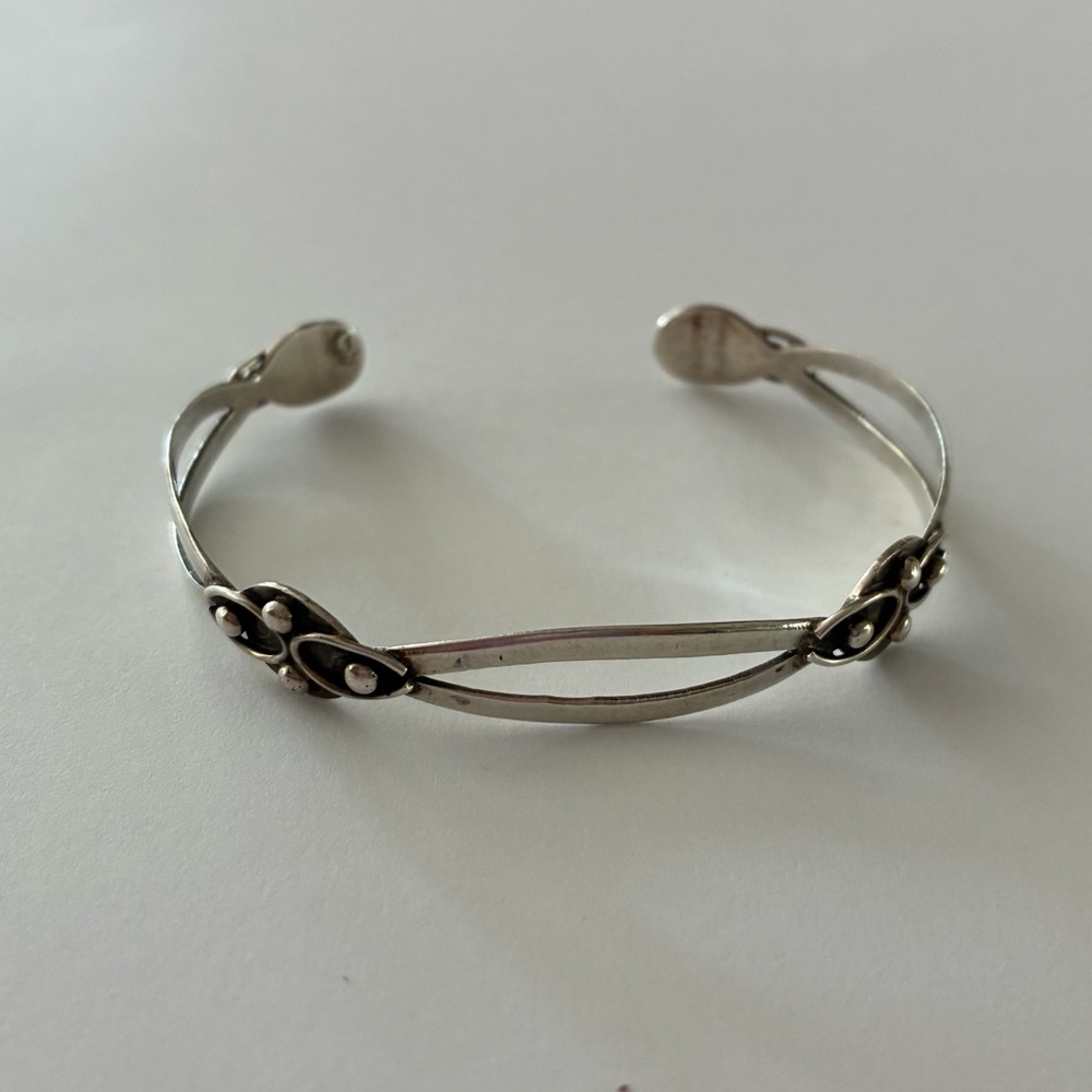 Vintage Silver Cuff Bracelet MEXICO Modernist Openwork 2.25” 6g